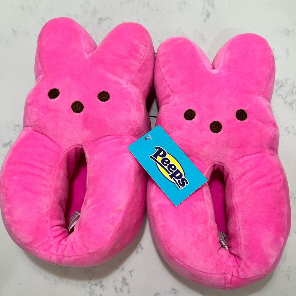 Peeps Pink Marshmallow Bunny Slippers